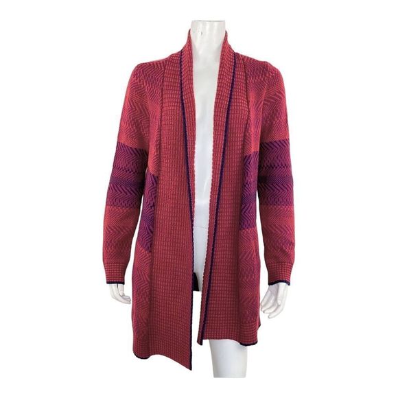 Cabi | Long Red Blue Knit Joy Sweater Cardigan 827 | M - Picture 3 of 8